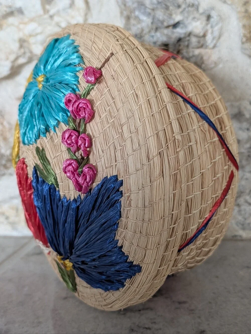 VINTAGE SEAGRASS lidded basket